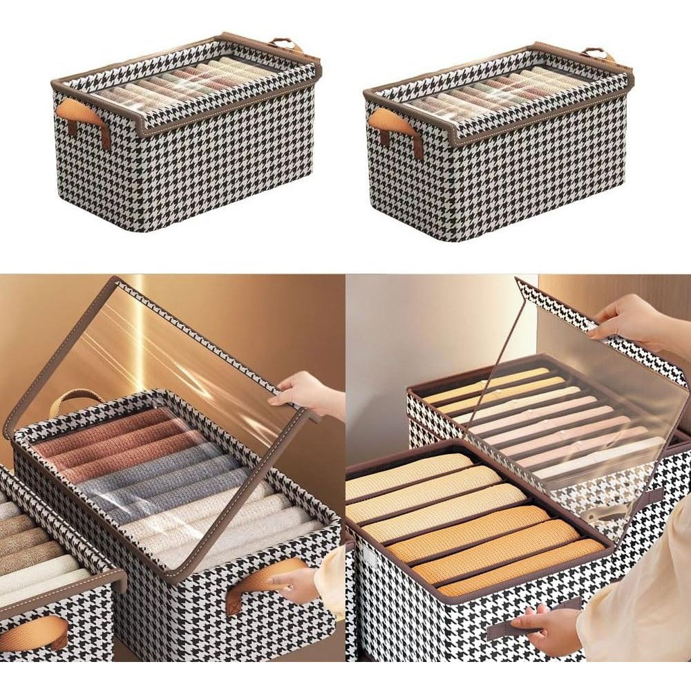 Cutie Depozitare, Flippy, Capac Transparent, Model In Carouri, Model Mic, Maro [5]