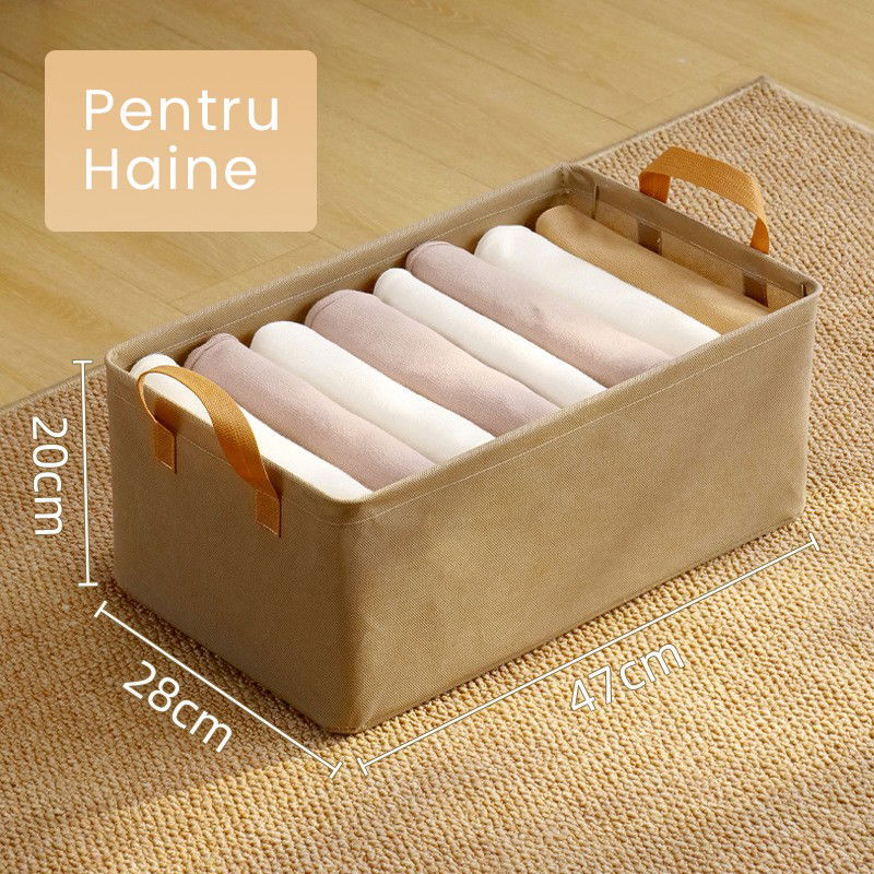 Cutie Depozitare Flippy, pentru Haine, lucruri, din Textil cu Cadru Metalic, Manere Laterale, forma Dreptunghiulara, 47 x 28 x 20 cm, volum 26 L, Kaki [3]
