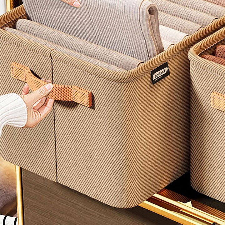 Cutie Depozitare Flippy, pentru Haine, lucruri, din Textil cu Cadru Metalic, Manere Laterale, forma Dreptunghiulara, 35 x 25 x 22cm, volum 19 L, Kaki [4]