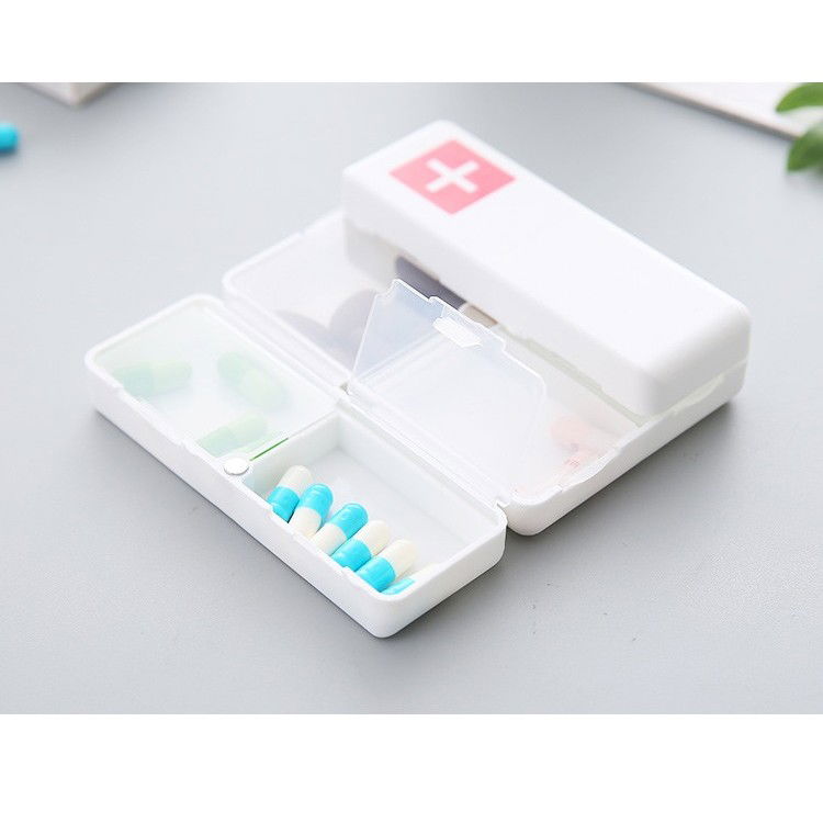 Cutie depozitare medicamente, 7 compartimente sigilate individual, pliabila, portabila, Flippy, Alb/Rosu [3]