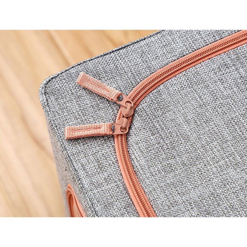 Cutie de depozitare pliabila, Flippy, Cu fermoar, 100 L, Textil, 60x42x40 cm, Cadru Metalic, Suport Baza Stabil din Plastic, Gri [7]