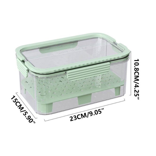 Cutie pentru Depozitare Alimente, Flippy, de Uz Casnic, 2 Compartimente, Zona pentru Gheata, Mentinere Fresh, cu Maner, Material PET, 23x15x10.8 cm, Verde [4]