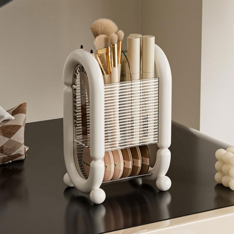 Cutie pentru Depozitare Cosmetice, Flippy, pentru Pensule, Creioane si Buretei, 4 Compartimente, din Plastic, 12 x 10 x 20 cm, Alb [6]