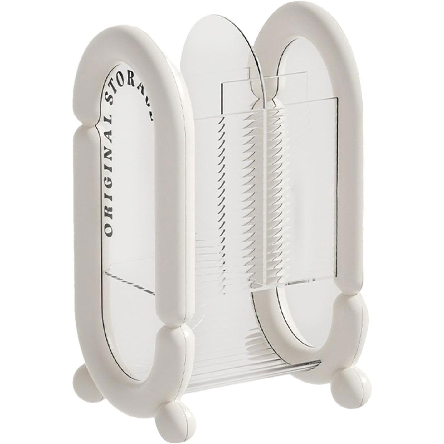 50 - 100 LEI - Cutie pentru Depozitare Cosmetice, Flippy, pentru Pensule, Creioane si Buretei, 4 Compartimente, din Plastic, 12 x 10 x 20 cm, Alb