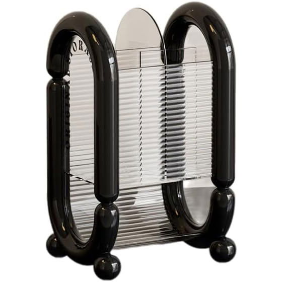 50 - 100 LEI - Cutie pentru Depozitare Cosmetice, Flippy, pentru Pensule, Creioane si Buretei, 4 Compartimente, din Plastic, 12 x 10 x 20 cm, Negru