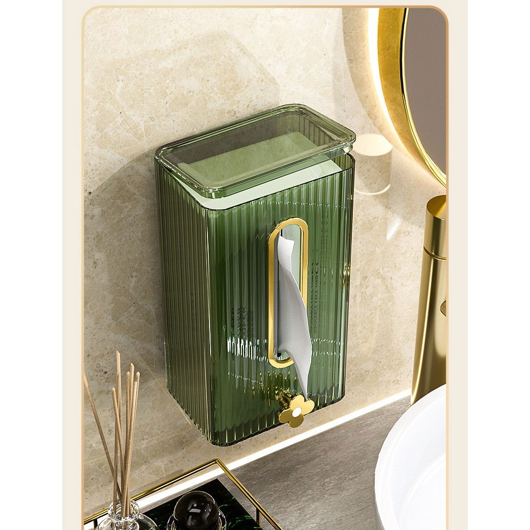 Cutie suport servetele eleganta Flippy, cu montare pe perete sau dulap, material plastic dur, 21.3 x 8.7 x 12 cm, verde [5]