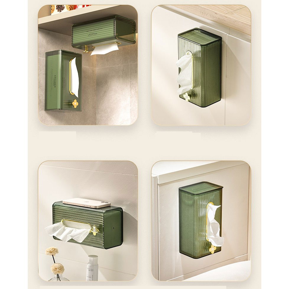 Cutie suport servetele eleganta Flippy, cu montare pe perete sau dulap, material plastic dur, 21.3 x 8.7 x 12 cm, verde [6]