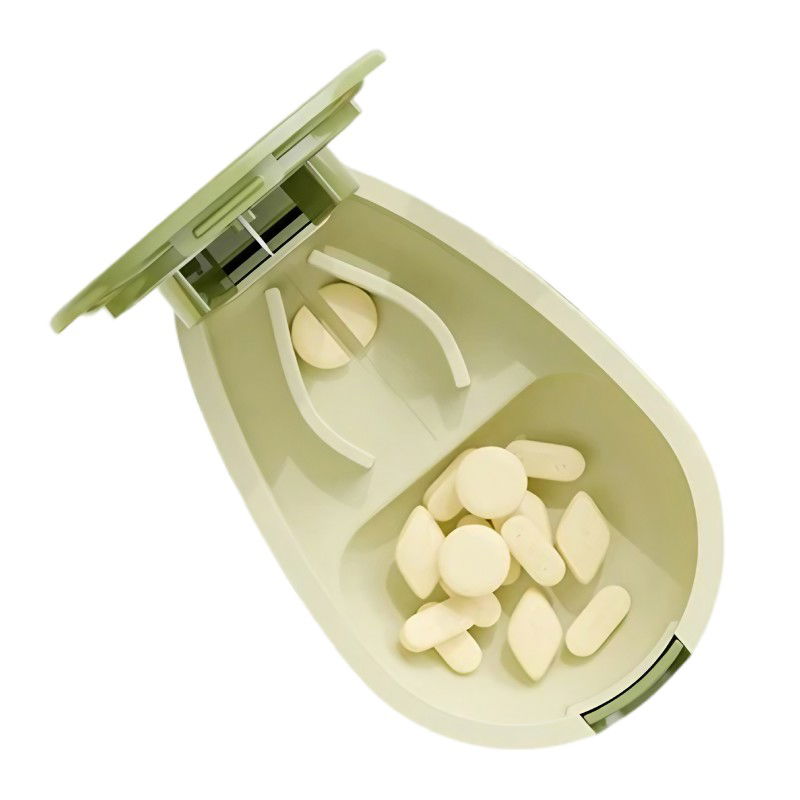 Pentru casa - Cutie Taiat Pastile si Depozitare Medicamente, Flippy, Verde, 8x5x2.65 cm, Compacta si Portabila, Ideala Pentru Calatorii