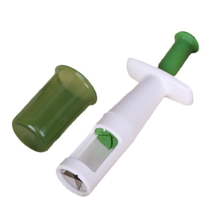 Pentru casa - Cutit Feliator pentru Legume si Fructe mici, Flippy, Feliator pentru Rosii Cherry, Feliator pentru Masline, Ustensila de Feliat Fructe si Legume, 18 x 6,5 cm, Verde