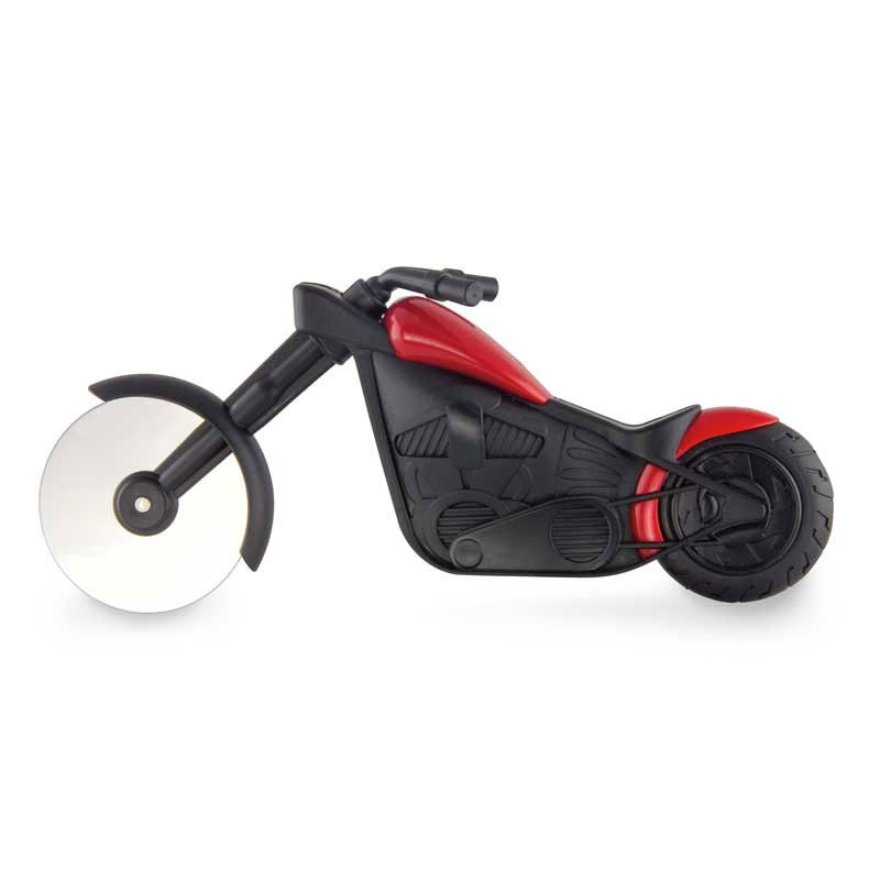 Cutit pizza creativ Flippy, in forma de motocicleta, cu suport pentru cutit, 21.5 x 9.5 cm, otel/PP, negru [1]