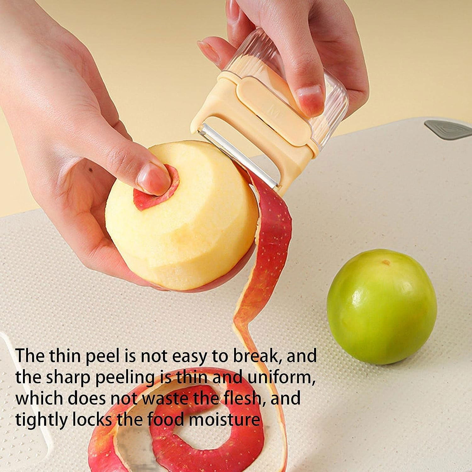 Decojitor/Curatator manual de legume si fructe, Flippy, portabil, cu magnet, doua lame, Inox, Galben, 6.7x6x1.6 cm [4]