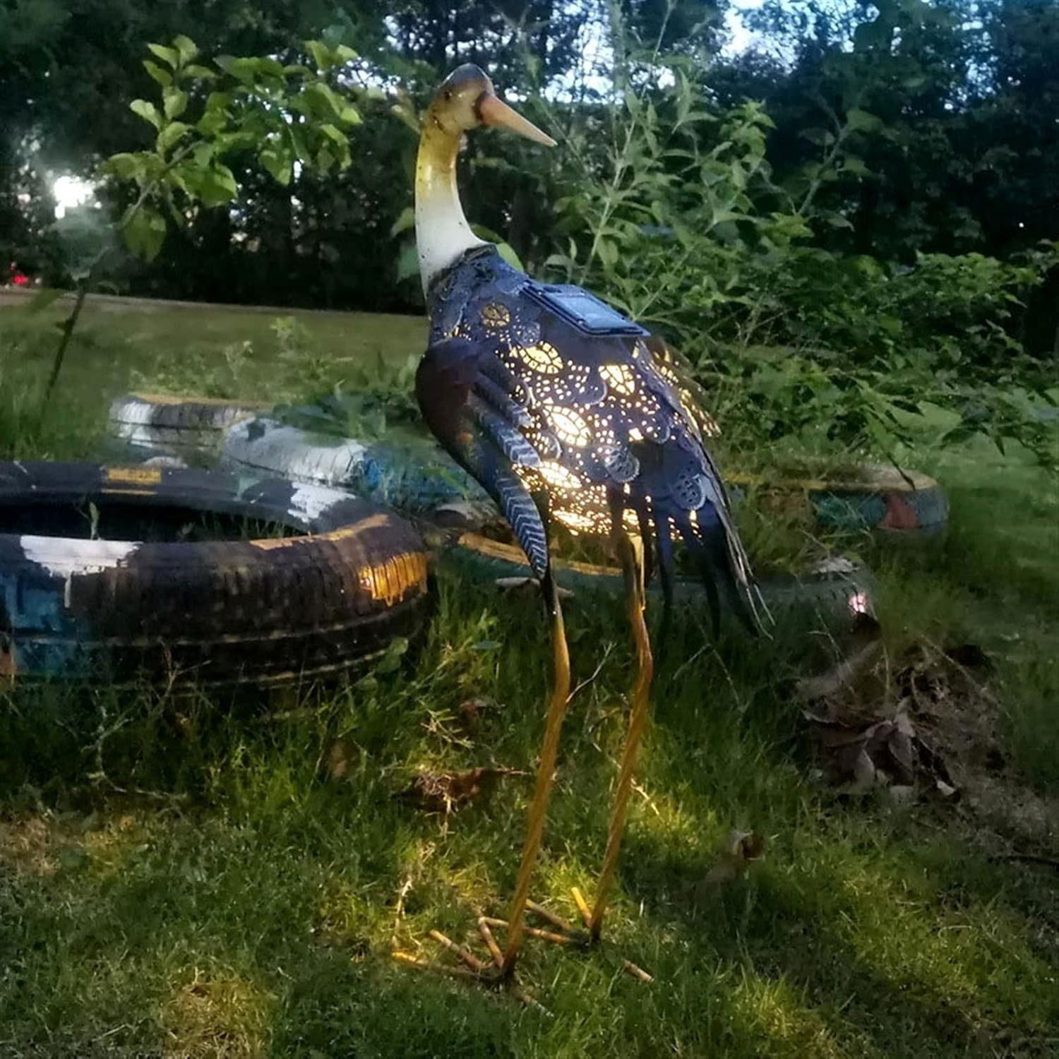 Decoratiune de Gradina cu Lampa solara, Flippy, Model Pasare, Iluminare Led si Incarcare Solara, 57 x 32 x 17 cm, pentru Exterior, Multicolor [4]