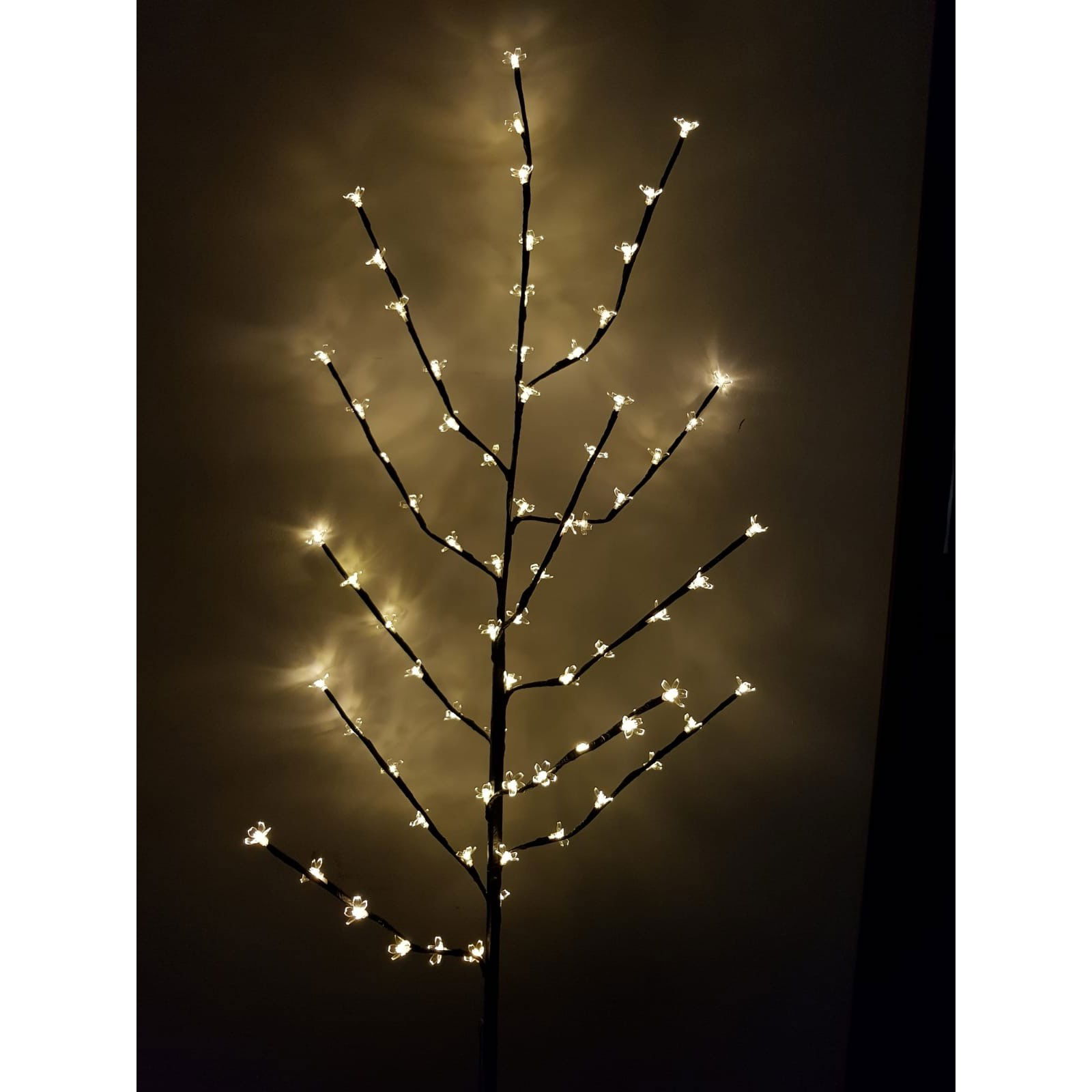 Decoratiune Luminoasa, Flippy, Crenguta, cu Baterii, 72 LED -uri, Flori, Alb Cald [5]