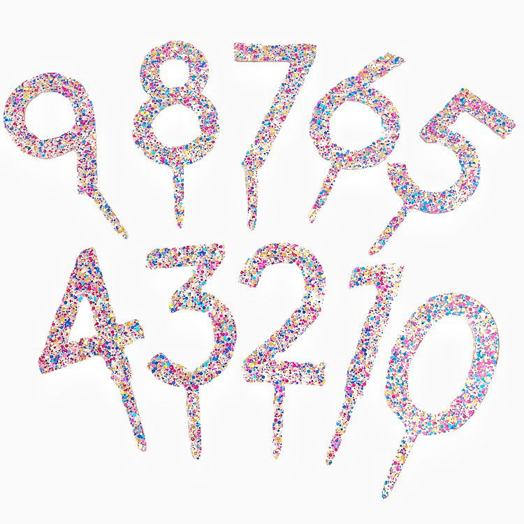 Decoratiune Topper pentru Tort, Flippy, din Acrilic cu Fulgi de Sclipici, Model Cifra 8, Inaltime 18.5 cm, Transparent Multicolor  [4]