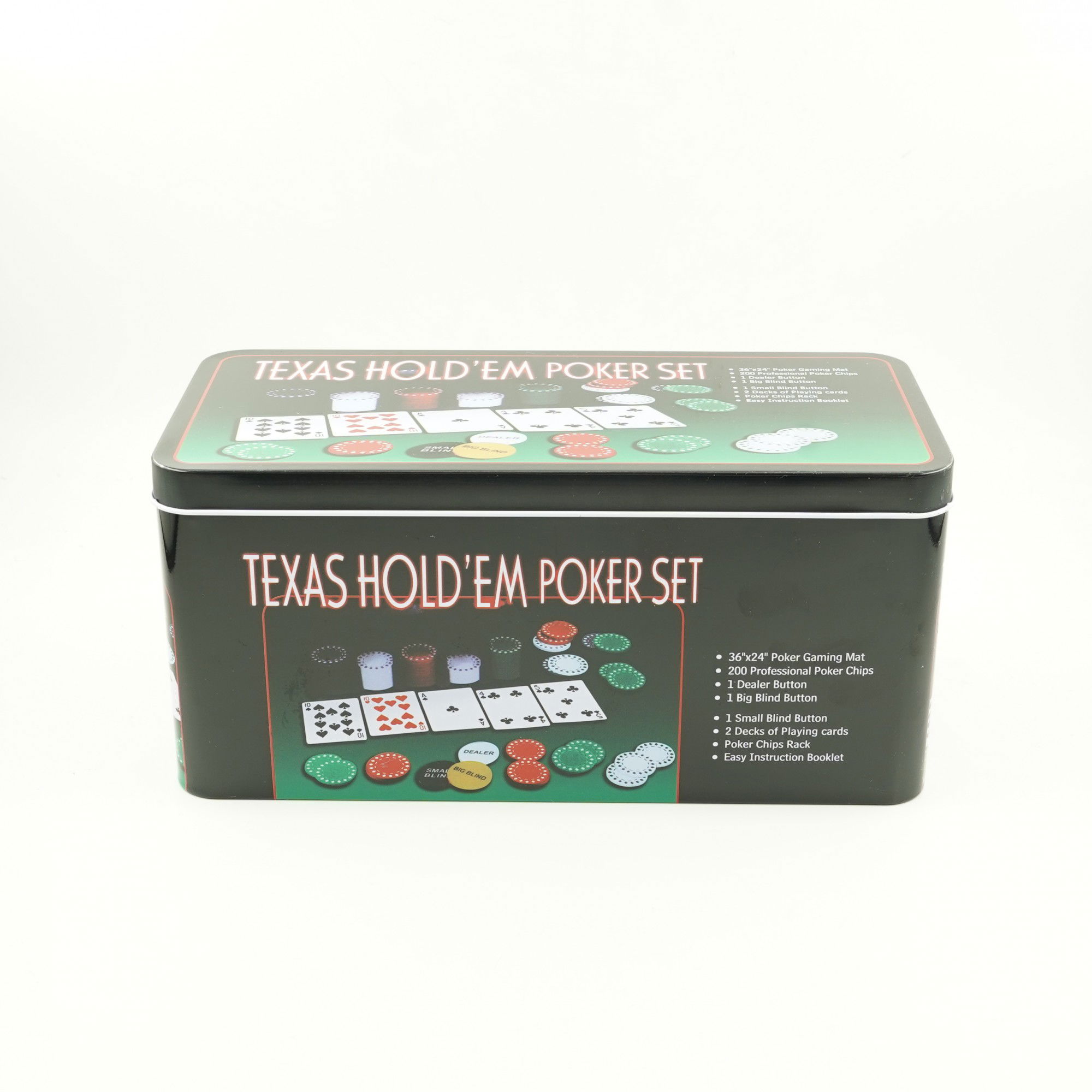 Set de Poker Complex cu 200 de jetoane Flippy, Include 2 seturi de carti, Texas Hold`em set, portabil, cutie depozitare [12]