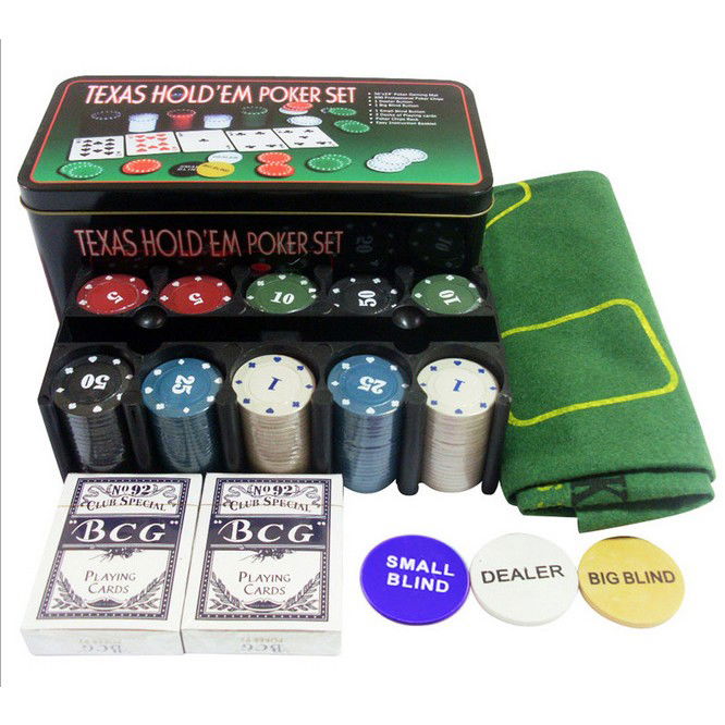 Jocuri de societate - Set de Poker Complex cu 200 de jetoane Flippy, Include 2 seturi de carti, Texas Hold`em set, portabil, cutie depozitare