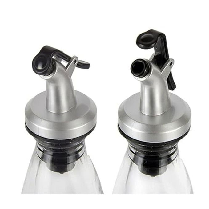 Accesorii Bucătărie - Picurator cu Dop pentru Sticla, Flippy, Dop Dispenser pentru Ulei Sosuri, 8.5 x 3 cm, Argintiu