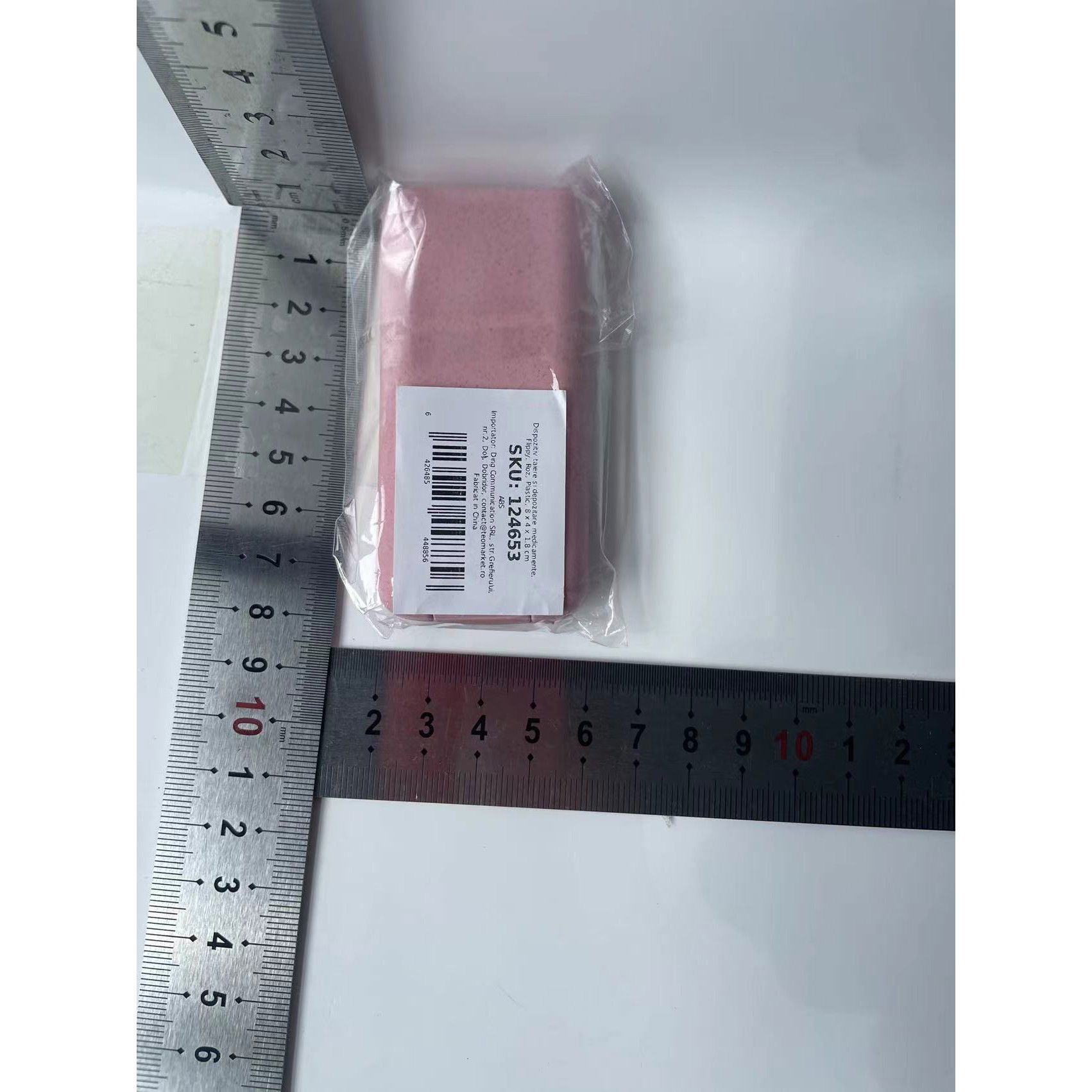 Dispozitiv taiere si depozitare medicamente, Flippy, Roz, Plastic, 8 x 4 x 1.8 cm [9]