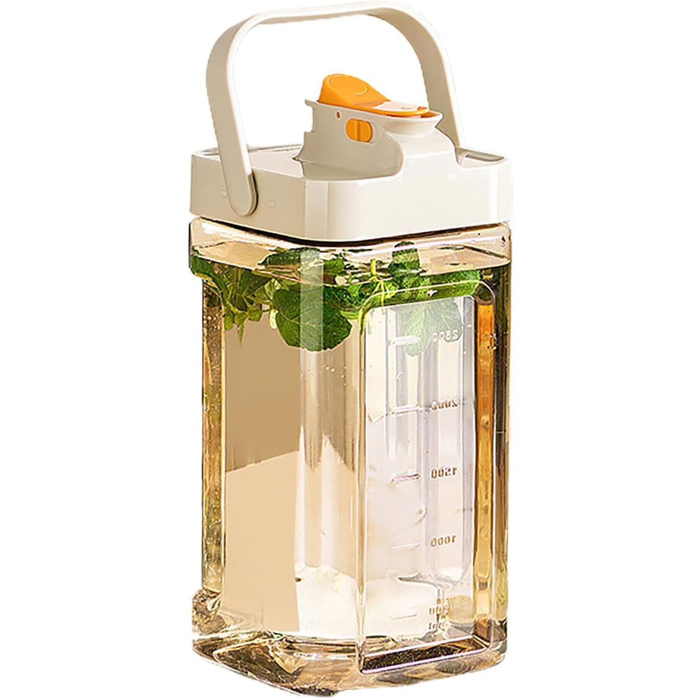 Pahare, Sticle si Cani - Dozator portabil pentru bauturi Flippy, 3.5 litri, capac etans, duza deschidere/inchidere, recipent din plastic, gradat, filtru, maner, 29.7 x 14.1 x 14.4 cm, pentru diverse bauturi, alb