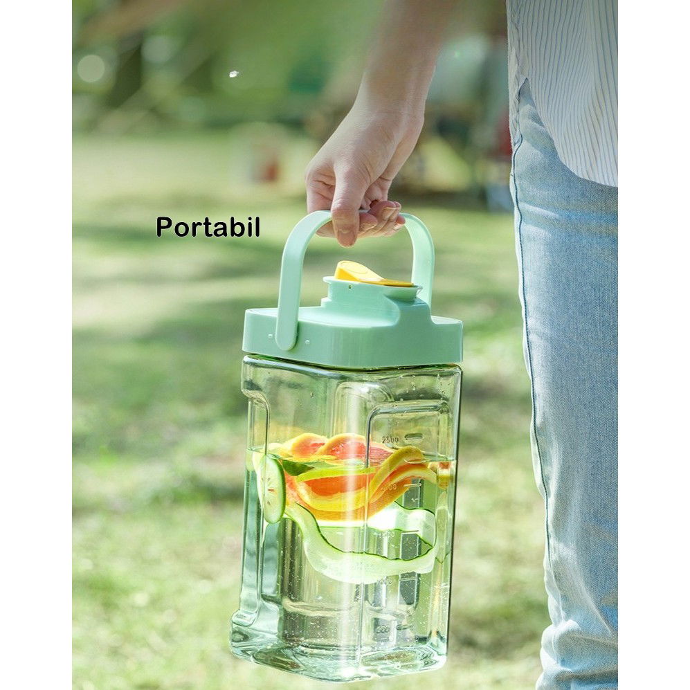 Dozator portabil pentru bauturi Flippy, 3.5 litri, capac etans, duza deschidere/inchidere, recipent din plastic, gradat, filtru, maner, pentru diverse bauturi, 29.7 x 14.1 x 14.4 cm, verde [4]