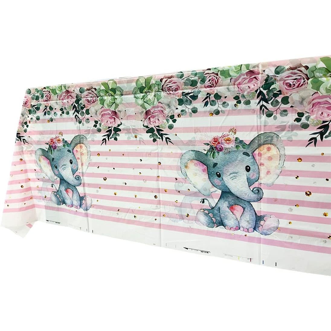 Fata de Masa, Flippy, din Plastic, Imprimeu Elefanti, 180 x 108 cm, Roz [3]