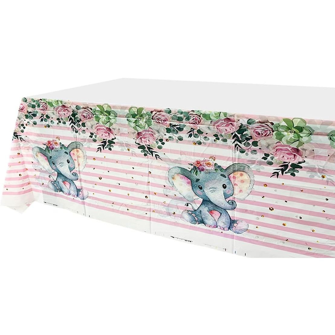 Fata de Masa, Flippy, din Plastic, Imprimeu Elefanti, 180 x 108 cm, Roz [4]