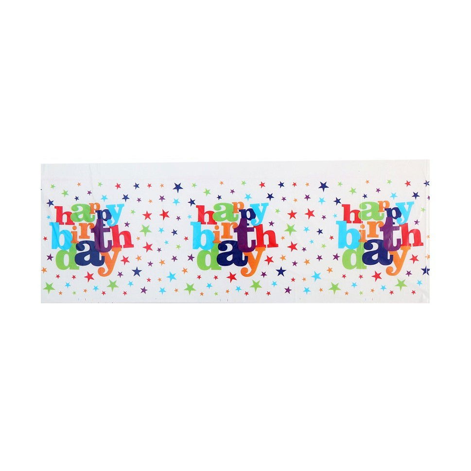 Petrecere - Fata de Masa Dreptunghiulara, Flippy, Colectia Happy Birthday, 180 x 108 cm, din Plastic PE, Impermeabila, Multicolor