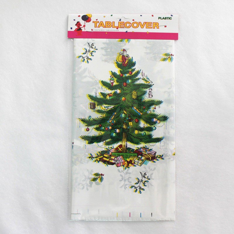 Fata de masa dreptunghiulara Flippy, PVC, 2.5 mm grosime, imprimeu braduri, potrivit pentru Craciun, utilizare multipla, 180 x 108 cm, alb [5]