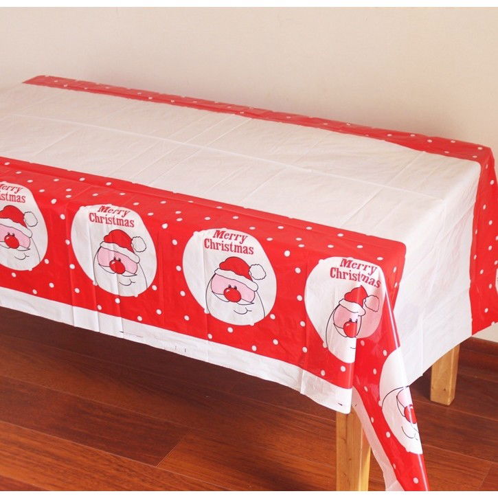 Fata de masa dreptunghiulara Flippy, PVC, 2.5 mm grosime, imprimeu Mos Craciun model 2, potrivit pentru Craciun, utilizare multipla, 180 x 108 cm, alb [4]