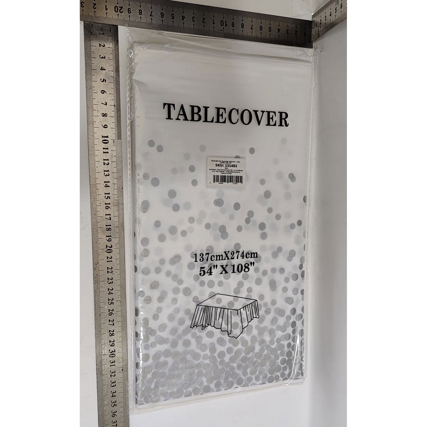 10 - 25 LEI - Fata de Masa, Flippy, din PEVA, Imprimeu Buline, 137 x 274 cm, Impermeabila, Fara Pete, Curatare Rapida, Gri