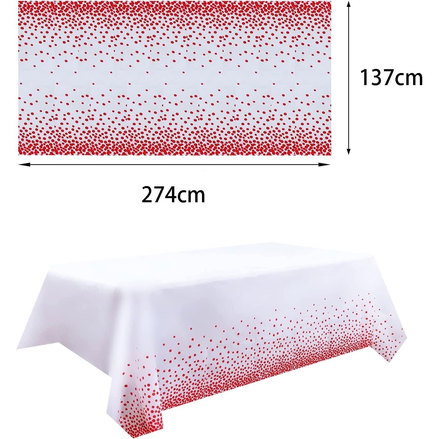 Fata de Masa, Flippy, din PEVA, Imprimeu Buline, 137 x 274 cm, Impermeabila, Fara Pete, Curatare Rapida, Rosu [4]