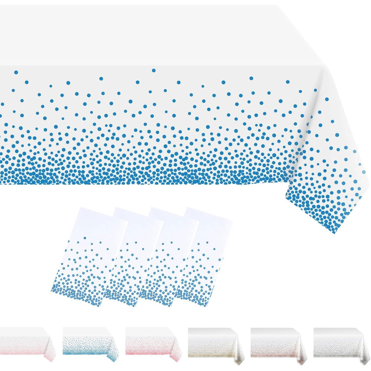 Fata de Masa, Flippy, din PEVA, Imprimeu Buline, 137 x 274 cm, Impermeabila, Fara Pete, Curatare Rapida, Albastru [4]