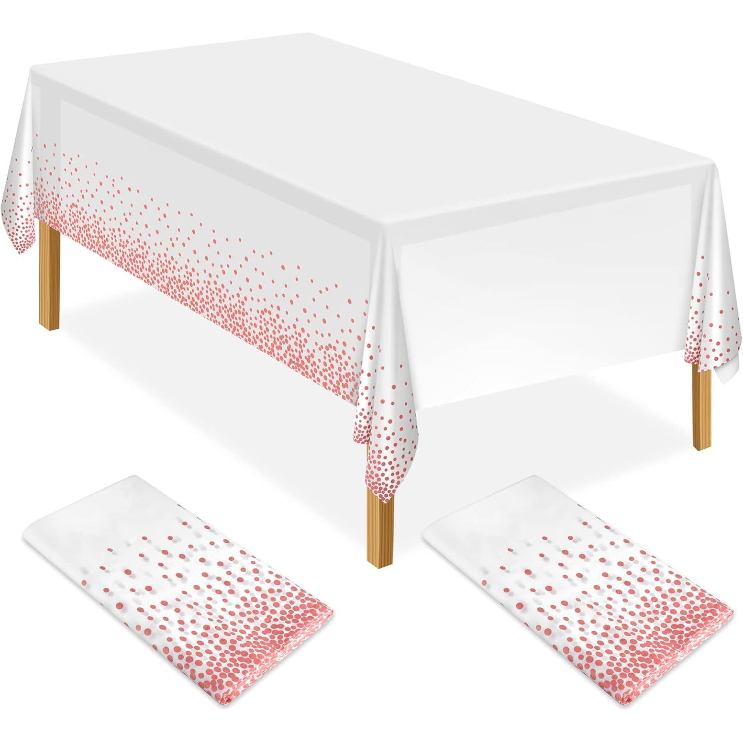 Fata de Masa, Flippy, din PEVA, Imprimeu Buline, 137 x 274 cm, Impermeabila, Fara Pete, Curatare Rapida, Roz [4]