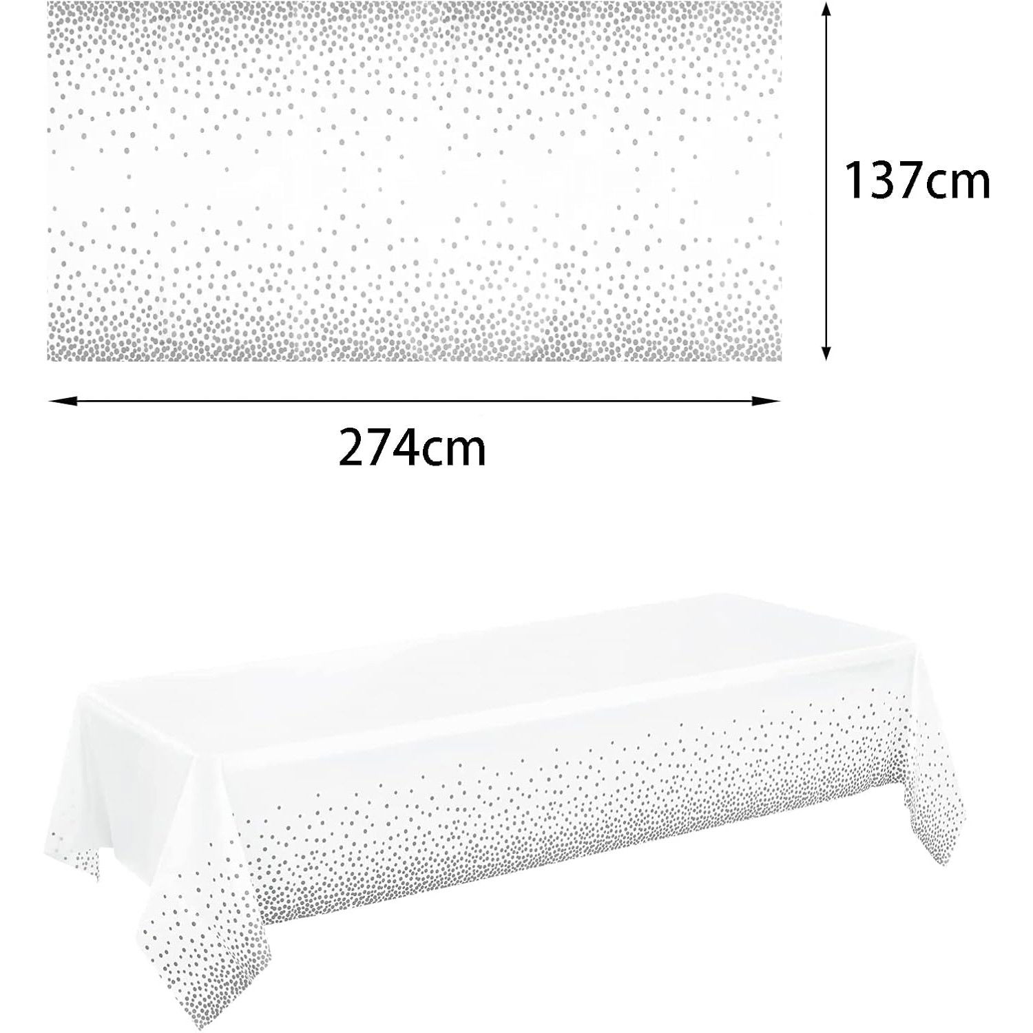 Fata de Masa, Flippy, din PEVA, Imprimeu Buline, 137 x 274 cm, Impermeabila, Fara Pete, Curatare Rapida, Gri [5]