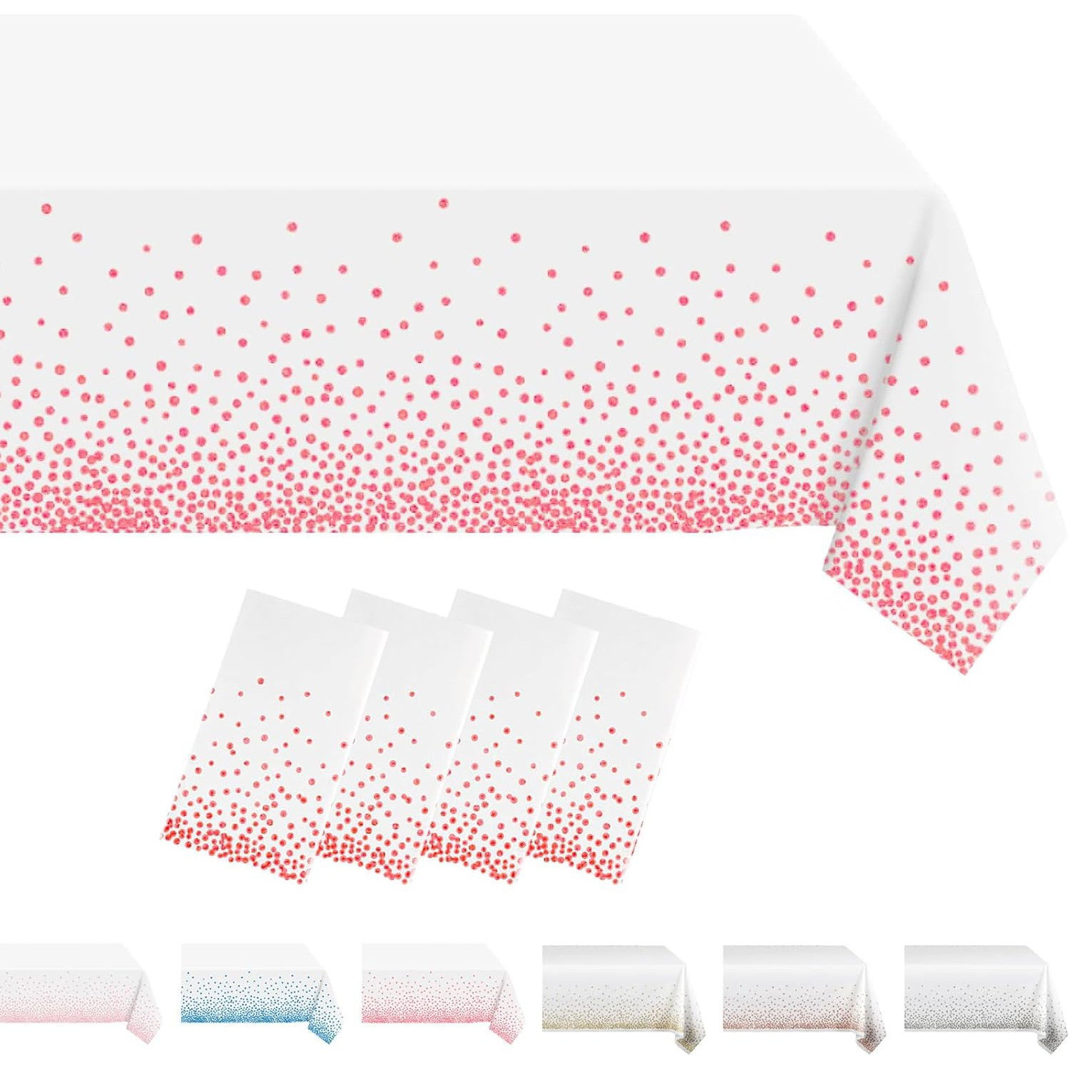 Fata de Masa, Flippy, din PEVA, Imprimeu Buline, 137 x 274 cm, Impermeabila, Fara Pete, Curatare Rapida, Roz [6]