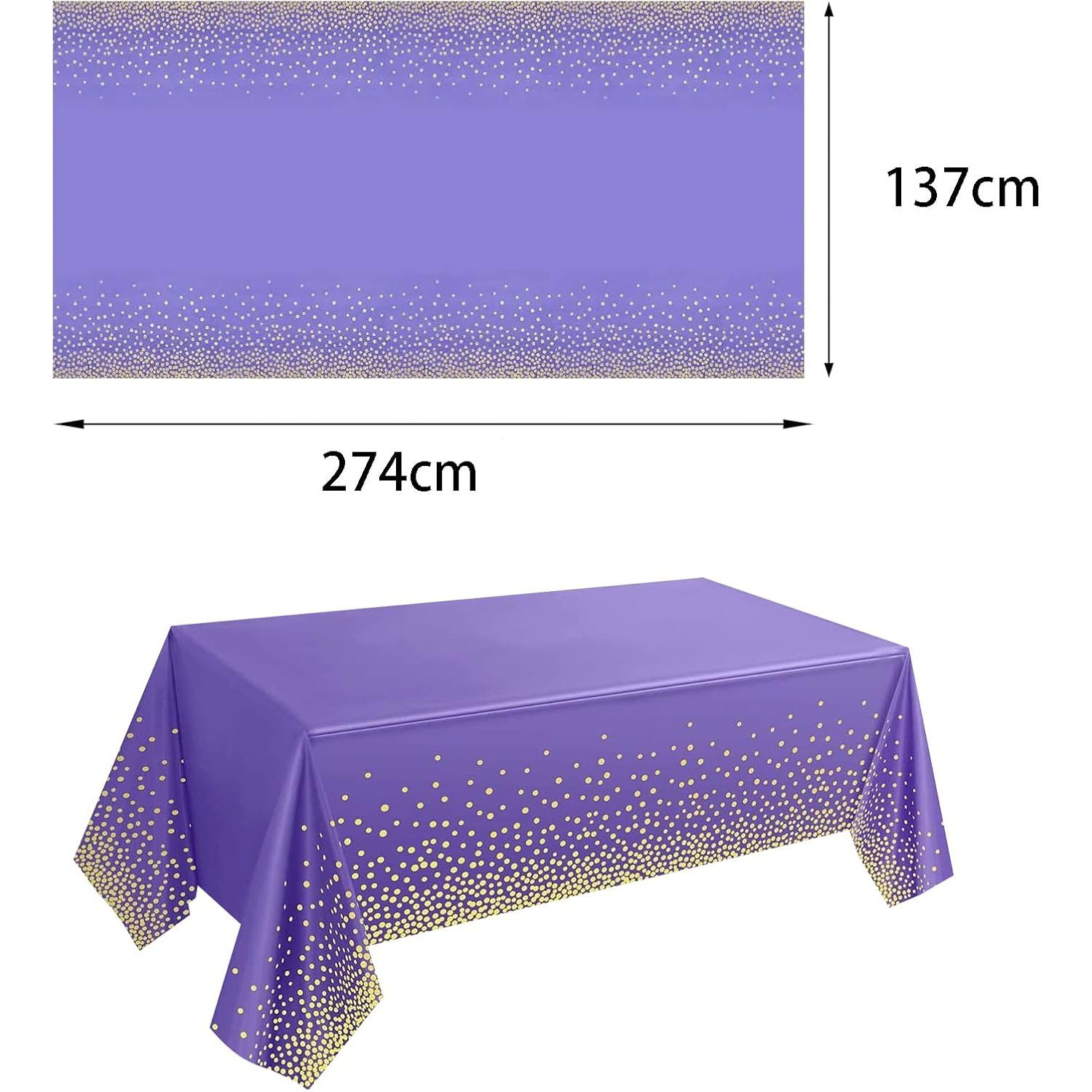Fata de Masa, Flippy, din PEVA, Imprimeu Buline Aurii, 137 x 274 cm, Impermeabila, Fara Pete, Curatare Rapida, Mov [5]