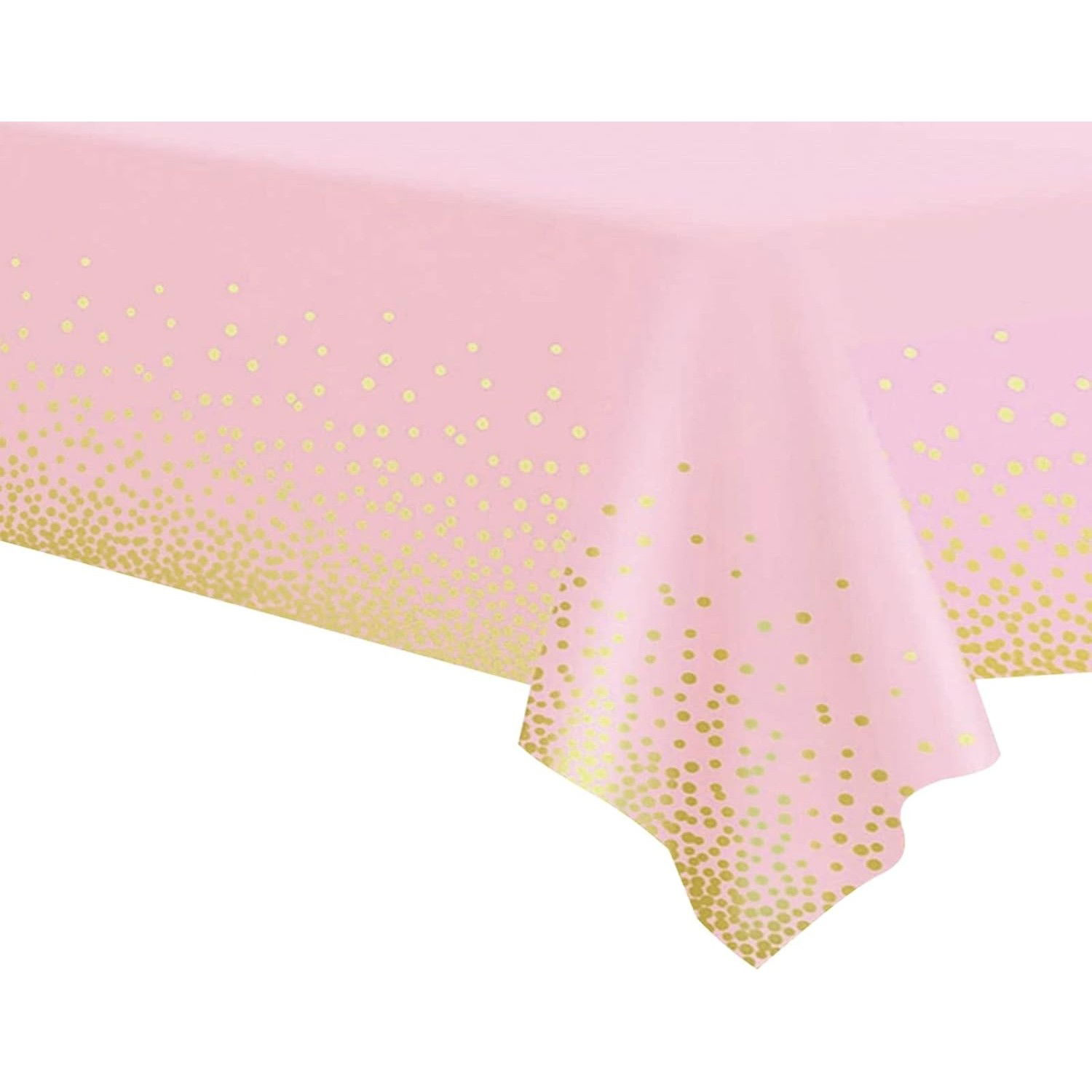 10 - 25 LEI - Fata de Masa, Flippy, din PEVA, Imprimeu Buline Aurii, 137 x 274 cm, Impermeabila, Fara Pete, Curatare Rapida, Roz Deschis