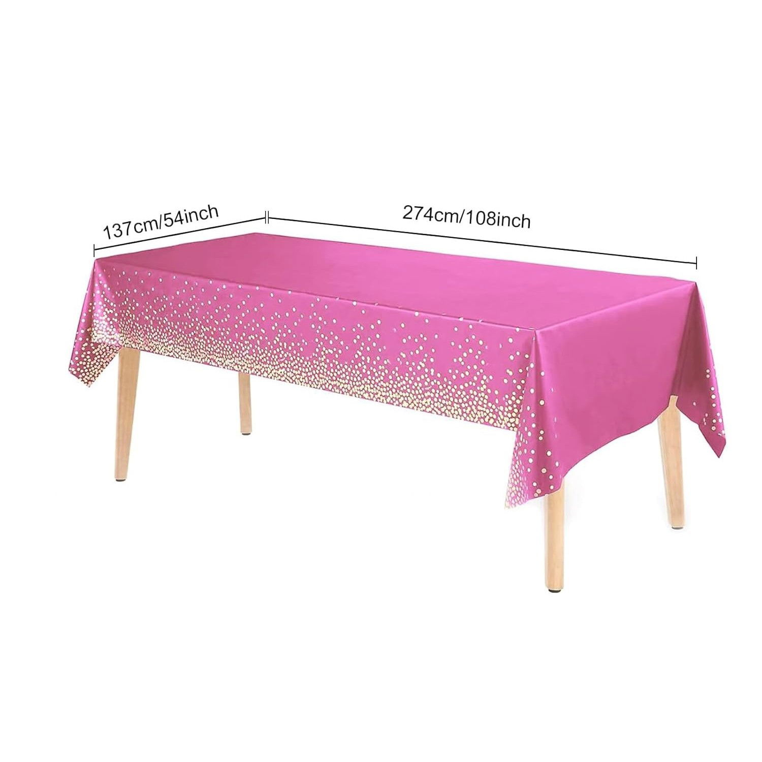 10 - 25 LEI - Fata de Masa, Flippy, din PEVA, Imprimeu Buline Aurii, 137 x 274 cm, Impermeabila, Fara Pete, Curatare Rapida, Roz