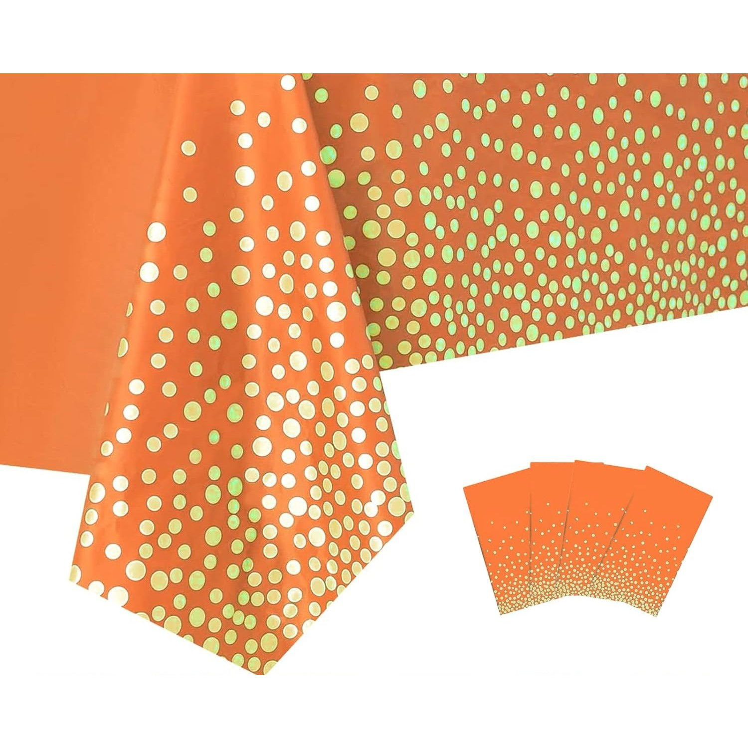 10 - 25 LEI - Fata de Masa, Flippy, din PEVA, Imprimeu Buline Aurii, 137 x 274 cm, Impermeabila, Fara Pete, Curatare Rapida, Portocaliu