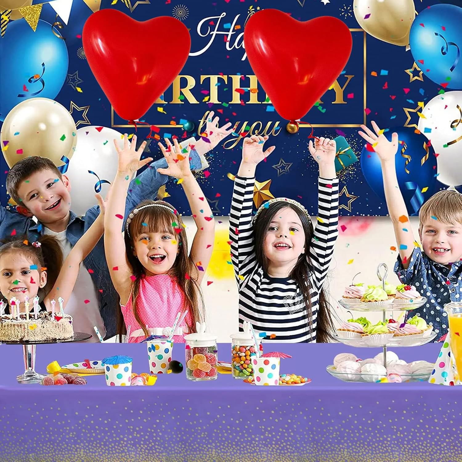 Fata de Masa, Flippy, din PEVA, Imprimeu Buline Aurii, 137 x 274 cm, Impermeabila, Fara Pete, Curatare Rapida, Mov [3]