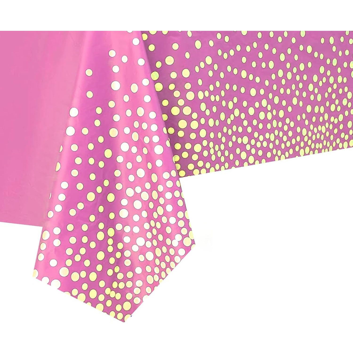 10 - 25 LEI - Fata de Masa, Flippy, din PEVA, Imprimeu Buline Aurii, 137 x 274 cm, Impermeabila, Fara Pete, Curatare Rapida, Roz