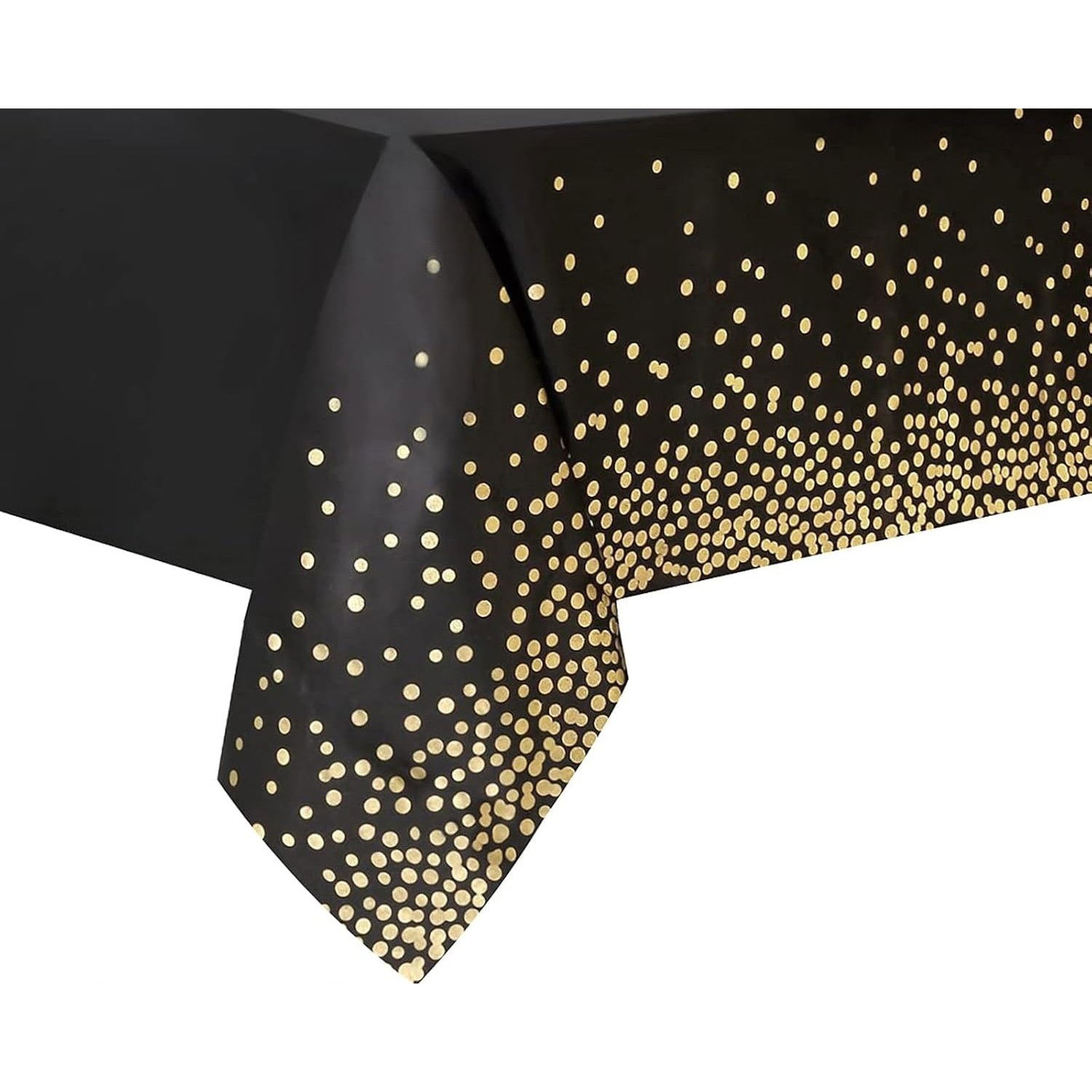 Fata de Masa, Flippy, din PEVA, Imprimeu Buline Aurii, 137 x 274 cm, Impermeabila, Fara Pete, Curatare Rapida, Negru [1]