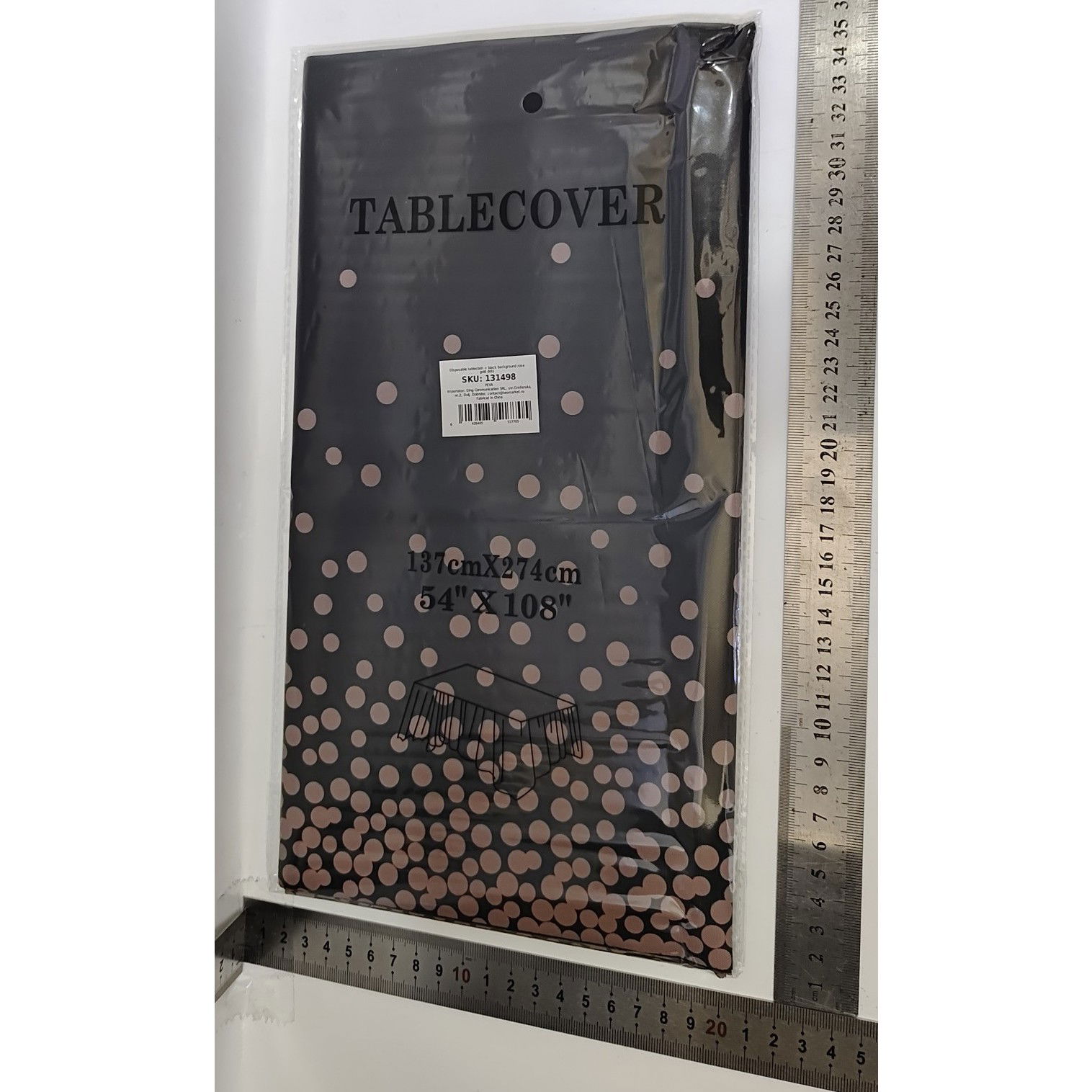 Fata de Masa, Flippy, din PEVA, Imprimeu Buline Roz, 137 x 274 cm, Impermeabila, Fara Pete, Curatare Rapida, Negru [3]