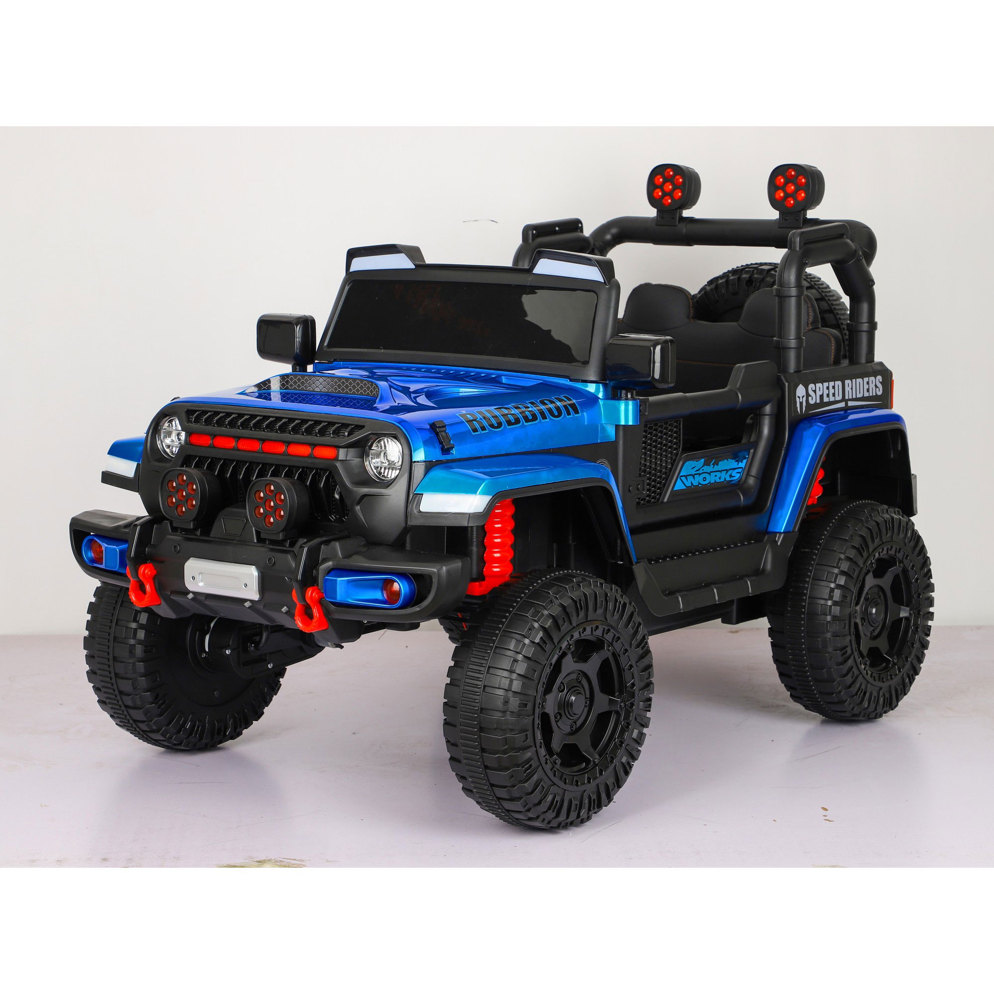 Masina Electrica pentru Copii, Flippy, Off-Road, Conectare Bluetooth, telecomanda, Tractiune Spate, Lumina Intermitenta, Baterie 12V 7Ah, 120 x 63 x 68cm, Albastru [2]