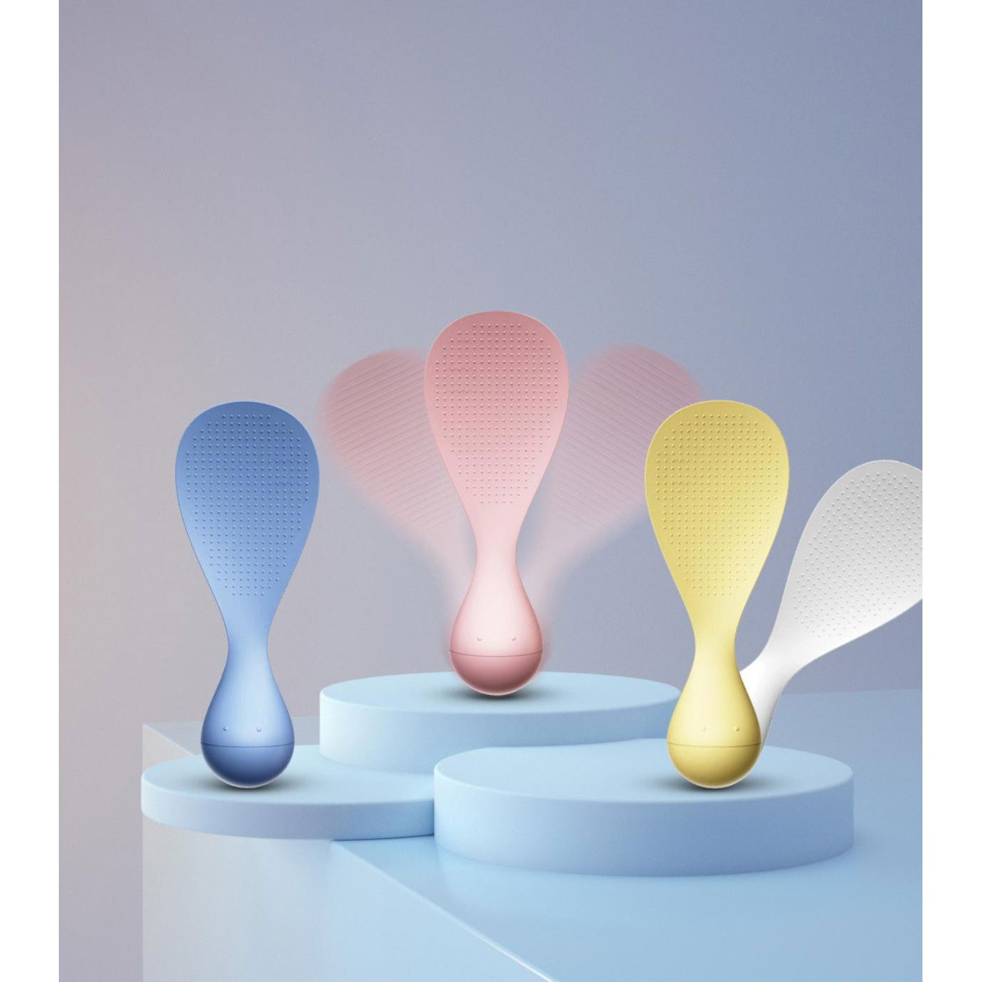 Pentru casa - Lingura de Orez Termorezistenta cu Baza Antialunecare, Flippy, Albastra, Ideala pentru Preparare si Servire