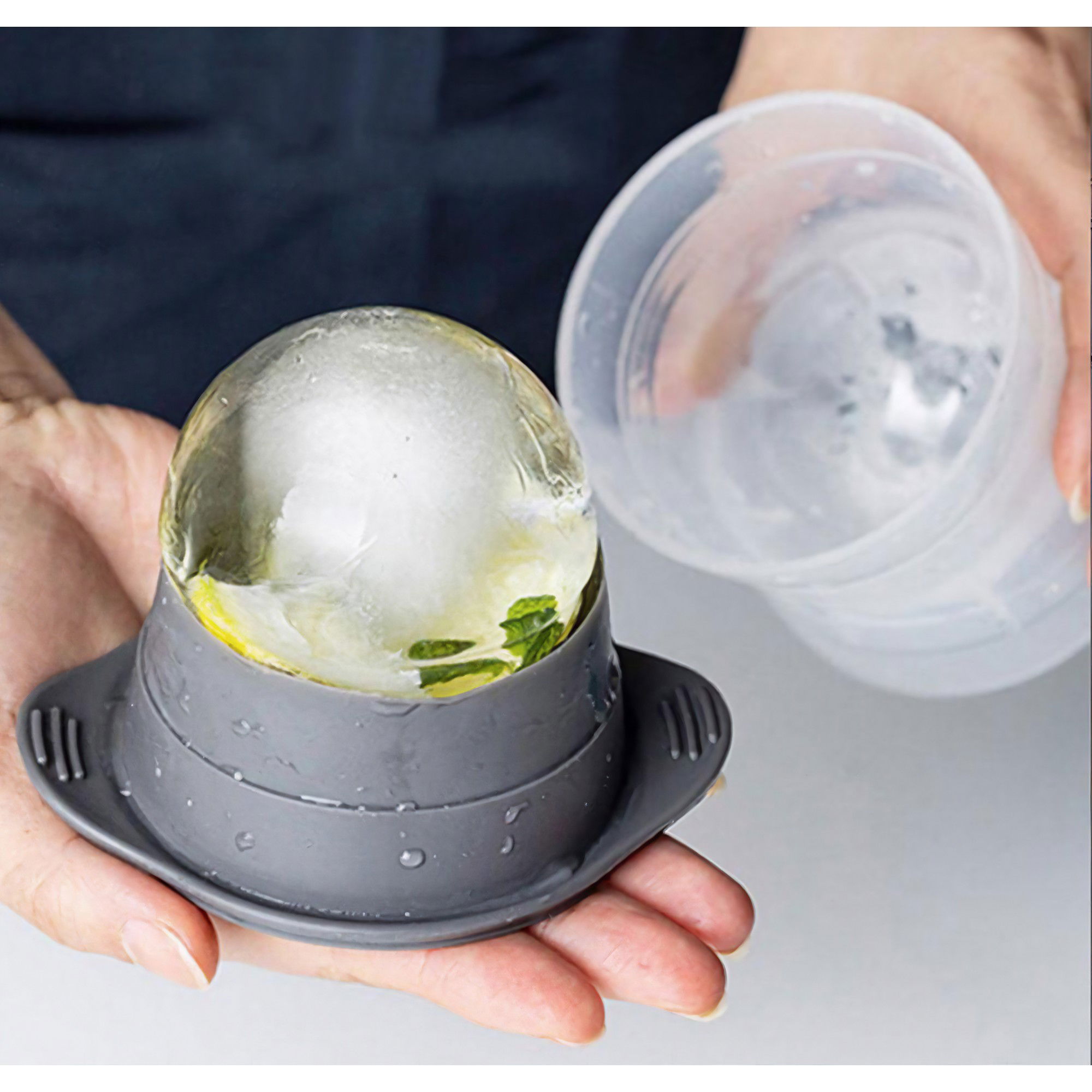 Forma cub de gheata, Flippy, rotund, Polipropilena/Silicon, 11x7.5x7.8 cm, Gri [3]