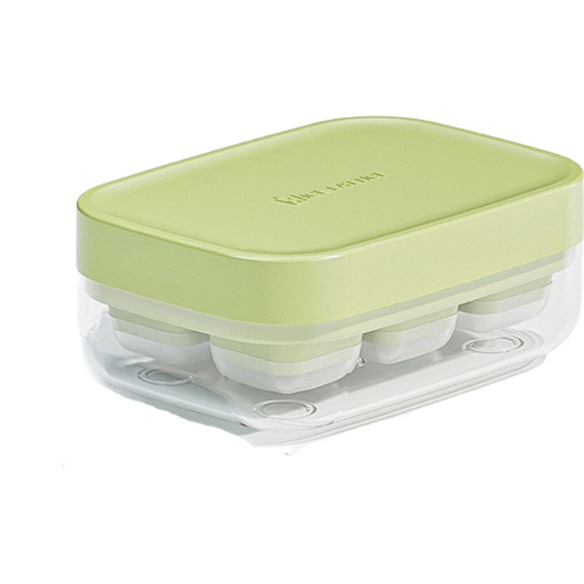 Forme cuburi de gheata - Forma pentru gheata cu presa Flippy, din silicon alimentar, 6 cuburi, caserola pentru depozitare, usor de folosit si curatat, 10.5 x 7.5 x 4.1 cm, verde