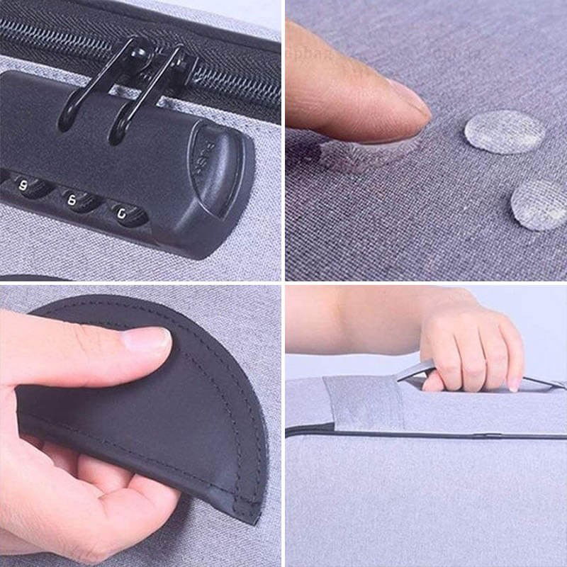 Geanta Flippy pentru Depozitare Acte si Documente, Facturi, Carduri, cu Cod de Securitate, 5 Compartimente, Impermeabila, 37 x 20 x 27 cm, Albastru [5]