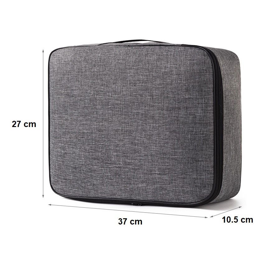 Pentru casa - Geanta pentru Depozitare Acte si Documente, Flippy, 1 Compartiment mare cu Curele Interioare, Impermeabila, 37 x 10.5 x 27 cm, Gri