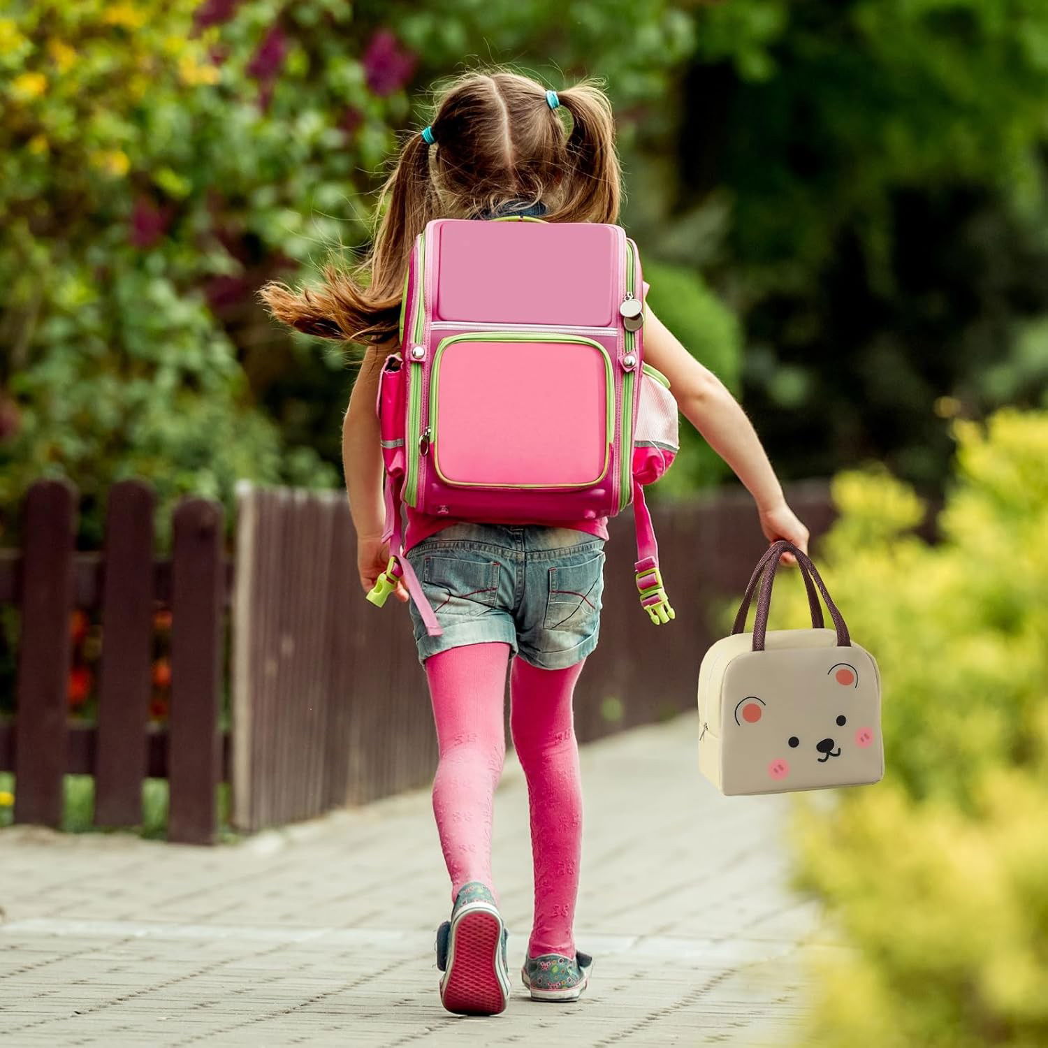 Geantă Frigorifică, Flippy, cu Desene Animat, Portabilă pentru Copii, de Prânz, din Pânză Oxford, 22x14x19 cm, Model Ursulet, Bej [3]